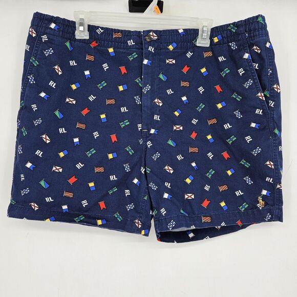 Polo Ralph Lauren‎ Shorts Mens XXL Prepster Flag All Over Print Stretch Classic - Picture 1 of 13